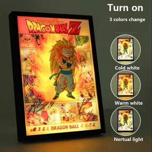 Dragon Balls Goku Peinture suspendue Anime Figure Posters Lumière LED Cadre photo <span class=keywords><strong>Action</strong></span> Lampes à LED Décoration murale Peinture Cadeau - Product Image 4