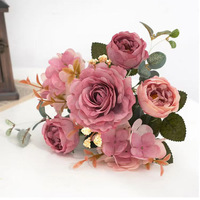 Lebih baik cinta gaya Eropa Retro Hydrangea Peony Core-Padded buatan tangan tahan lama bunga sutra buatan simulasi buket