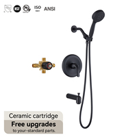Ensemble de douche encastré multifonctionnel Health UPC pour baignoire, système de douche rond moderne en laiton noir avec mitigeur à poignée unique pour salle de bain