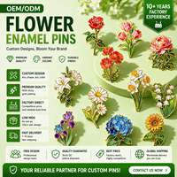 Pin Enamel Bunga Seni Botani Pin Logam Pin Enamel Lencana Kerah Pin Logam Peony Daisy Sunflower Tanaman Bunga Pin Logam Kustom