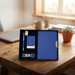 Luxury Business Gift Set A5 <b>Notebook</b> Magnetic Metal Roller Pen Card Holder Leatherette Keychain Custom Logo - Product Image 4