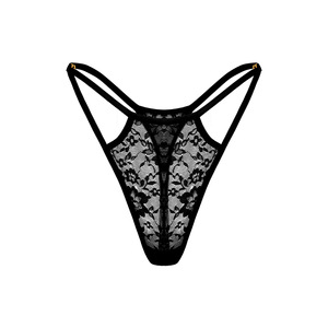 Tanga de encaje sexy para mujer, lencería de punto calada de tiro bajo - Product Image 2
