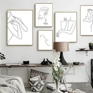 Nordic Wall Decoration Art Abstract Figurative Women Line Side Profile Silhouettes Portrait Face Painting