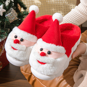Femmes hiver <span class=keywords><strong>adulte</strong></span> père noël en peluche pour pantoufles antidérapant fond épais noël intérieur fourrure pour pantoufles avec semelle extérieure en plastique - Product Image 5