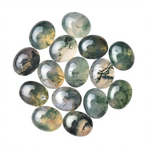 Agate Mousse Naturelle, Pierres Précieuses Non Montées, Polies, Coupe Poire 10x8 MM, Vert Blanc Opalescent, Lisses, Certifiées par un Certificat Tierce Partie, Rajasthan - Product Image 4