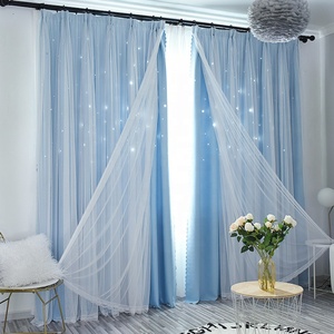 Tenda di colore puro stile tacchino doppio strato cavo stella tessuto <span class=keywords><strong>tende</strong></span> di pizzo per camera da letto dei bambini - Product Image 4