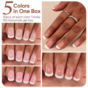 Puntas de uñas de cobertura completa Hanyinails Suministros de fábrica Punta francesa brillante Prensa en uñas Puntas X de gel suave cuadrado corto de alta calidad - Product Image 4