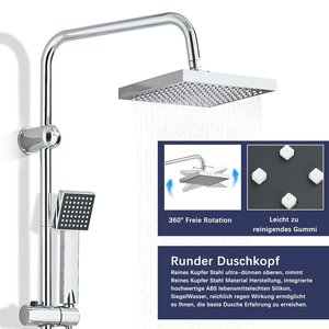 Ensemble de <span class=keywords><strong>douche</strong></span> simple avec pomme de <span class=keywords><strong>douche</strong></span> réglable en hauteur, en chrome ou nickel brossé, avec support, fixation par perçage, robinet d'<span class=keywords><strong>angle</strong></span> - Product Image 3