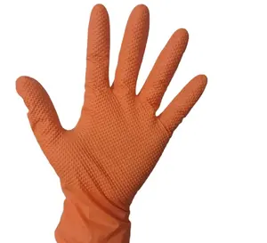 GMC High-duty 8mil Black/Orange Diamond Gloves Powder Free Safety Protection Nitrile Gloves