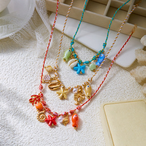 สร้อยคอเสน่ห์แห่งชายหาด จี้เปลือกหอยปลาดาว งานแฮนด์เมด สไตล์ชายทะเล สำหรับผู้หญิง ฤดูร้อน โบโฮ เครื่องประดับมหาสมุทร ของขวัญ - Product Image 2