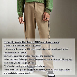 جينز رجالي بني مغسول بجيوب كبيرة ، طراز كلاسيكي على شكل قطعة واحدة على التوالي ، بنطال فائدة بجيوب كبيرة - Product Image 3