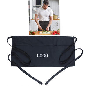 Grembiule Corto Personalizzato in Poliestere e Cotone per Chef, Cucina, Bar, Caffetteria, con 3 Tasche, Impermeabile, Nero, per <span class=keywords><strong>Camerieri</strong></span> - Product Image 1