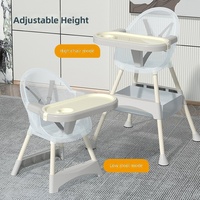 Chaise haute convertible pour bébé 2 en 1, siège d'alimentation pour tout-petit avec plateau double amovible, chaise de repas pour bébé réglable en 3 positions