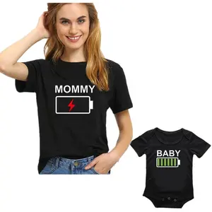 Personalizado padrão crianças macacão de bebê, letras impresso pai mãe e mim camiseta tops