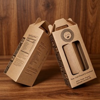 Caja de Papel Kraft Ecológica con Logotipo Personalizado, Ventana y Asa, Laminado Mate, para Envasado de Alimentos como Sushi, Aceite de Coco, Aceite de Oliva y Miel