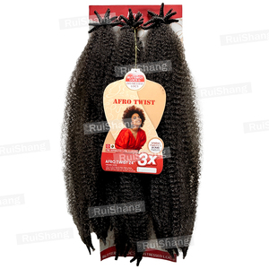 Venta caliente 3X SPRINGY AFRO TWIST 24 "Trenza de ganchillo Cabello sintético preesponjoso Extensiones a granel Kinky Marley Cabello trenzado 24 pulgadas - Product Image 6