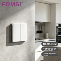 Interrupteurs muraux électriques FOMSI, norme britannique, noir, blanc, or, gris, finition Skin-touch, sans bordure, 4 gangues, 1 voie, interrupteur d'éclairage