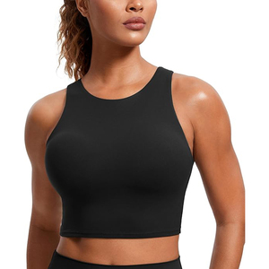 Canotte da allenamento da donna con collo alto e collo lungo con reggiseno sportivo imbottito con reggiseno integrato - Product Image 6