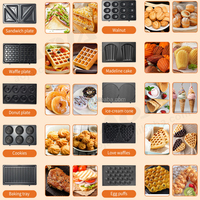 AOJA 8 Trous Donuts Pancake Dessert Sain Petit Déjeuner Fête 2 Tranches Assiettes Détachables Sandwich Gaufrier Machine Multi en 1
