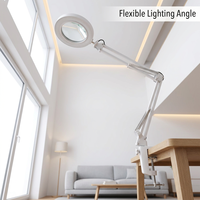 Lampe de bureau moderne à bras articulé pliable avec loupe LED 5X à pince USB pour salle de lecture