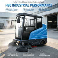 Balayeuse de voirie électrique industrielle autoportée à batterie haute performance avec brosse de nettoyage