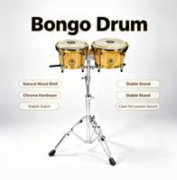 Ensemble de Bongos Professionnels en Bois Massif avec Peau de Chèvre, Instrument de Percussion Latine pour la Scène et les Entraînements de Groupe
