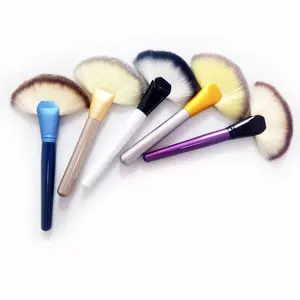 Brochas para colorete en polvo de abanico grande al por mayor, brocha de afeitar, herramientas de maquillaje, fabricante personalizado, fibra sintética de nailon, 10 Uds.