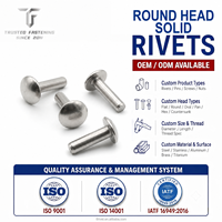 Rivets pleins en acier inoxydable à tête ronde DIN 660 personnalisés TianFang, galvanisés, micro 1,5 mm, composants de fixation de précision