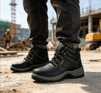 Chaussures de sécurité pour hommes, embout en acier anti-écrasement, résistantes aux perforations, en cuir, bottes de sécurité industrielles pour la construction