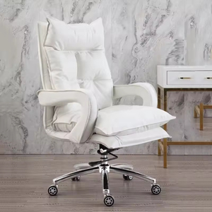 Chaise de bureau en cuir noir de luxe, pieds en aluminium, design moderne et élégant, chaise de bureau inclinable de haute qualité - Product Image 5