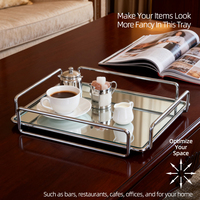 Nampan Cermin Logam Berukir Tunggal Elegan Modern untuk Kamar Mandi, Ruang Tamu, Meja Rias, Parfum, Perhiasan, dan Makeup