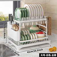 Égouttoir vertical en métal à double niveau, durable et autoportant, pour vaisselle, couteaux, cuillères et fourchettes, organisation de la cuisine