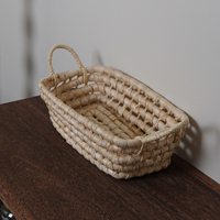 Panier tressé à la main en feuilles de maïs naturelles, écologique, multi-usages, avec poignées, pour la cuisine, la table, la décoration de la maison
