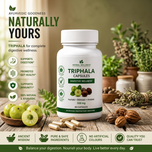 Cápsulas Herbales Triphala 500mg 60 Unidades Suplemento Dietético Natural a Base de Plantas Ayurvédicas Apoyo Diario para el Bienestar Ayurvédico - Product Image 1