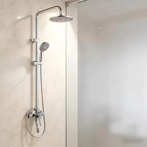 Pommeau de douche double rotatif brossé, combiné à une douchette à main, adapté aux enfants, avec diviseur à 3 voies et <span class=keywords><strong>barre</strong></span> coulissante réglable, pour usage hôtelier - Product Image 4