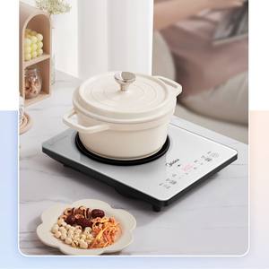 Cocina de Inducción Midea Glacier Silver de un Solo Quemador con Control Táctil, Olla Eléctrica y Wok Combinados, 350x280x58mm - Product Image 1