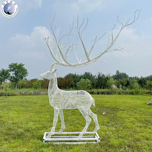 גודל חיים חוט מסגרת צבי פיסול חצר 3D מתכת מעוות רשת תיל פסל אמנות חיה למכירה - Product Image 1