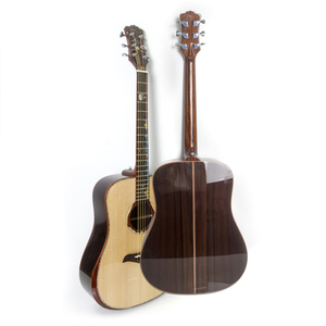 Juego de guitarra acústica de madera de abeto con tapa maciza de 41 pulgadas Premium Panel lateral trasero de palisandro hecho a mano con acabado brillante - Product Image 1