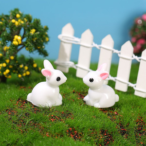 Figuras de Conejo Blanco, Artesanía de Resina, Decoración del Hogar Hecha a Mano, Adornos en Miniatura WX-38 - Product Image 1