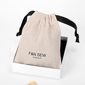 Personalizzato Avorio Mini Cordoncino di Cotone sacchetto di Tela di Lino Eco Friendly Draw <span class=keywords><strong>String</strong></span> Regalo Dei Monili Del Sacchetto Bianco con Logo - Product Image 1