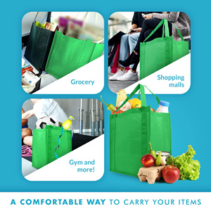 Custom logo Handle-Heavy Duty Foldable Non-Woven Reusable Recyclable Reinforced Tote Bags for Groceries Picnic - Product Image 6