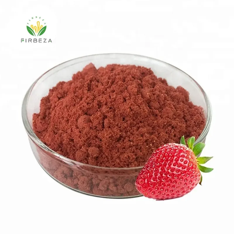 Poudre d'extrait de fraise séchée à froid, prix de gros, poudre de Fruit de fraise FD biologique Pure
