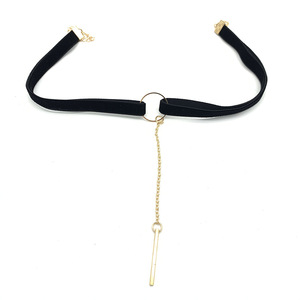 Gargantilla de moda Barra cuadrada colgante Harajuku vintage encaje terciopelo cinta Collar corto gargantilla gran oferta - Product Image 5