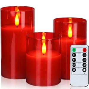 Vela LED Cilíndrica de Fábrica al por Mayor con Vaso de Acrílico a Batería para el Hogar Pascua Navidad Días Festivos Color Gris - Product Image 6