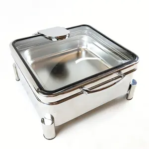 Best Selling Food Warmer Buffet Set Hotel Luxury Hydraulic Stainless Steel Square Chafing Dishes