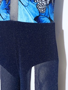 Traje de gimnasia para niñas, mono halter con espalda de lágrima, pantalones anchos de malla, estampado de mariposa y mármol, ropa de escenario personalizada - Product Image 4