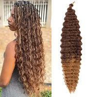 Rambut Crochet Deep Wave Grosir, Rambut Kepang Keriting Deep Wave Panjang 30 Inch, Rambut Crochet Keriting Sintetis Lembut untuk Wanita