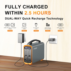 โรงงาน CTECHi จำหน่าย ชุดเครื่องกำเนิดไฟฟ้าพกพา 200W พร้อมไฟฉาย SOS และแผงโซลาร์แบบพับได้ - Product Image 5
