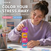 TONGXIN Vente en gros de jouets en TPR translucides en forme de cube, jouets à presser à récupération lente, empilables, anti-stress, mignons, personnalisables OEM
