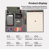 Carpeta de Cuero Magnética Multifuncional A4 con Logotipo Personalizado, Carpeta de Documentos de Negocios, Portapapeles para Gerentes, Reuniones y Ventas